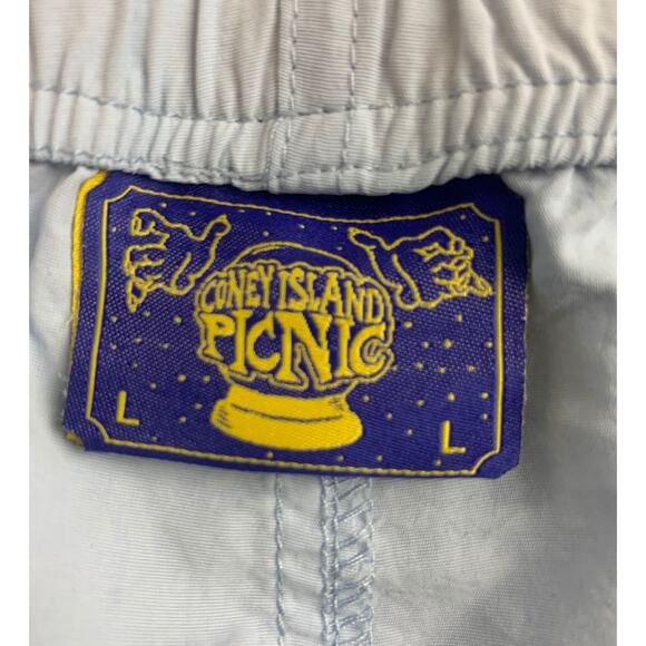 Coney Island Picnic LET'S PEACE IT TOGETHER Nylon Blue Shorts - Size Large - Picture 3 of 10